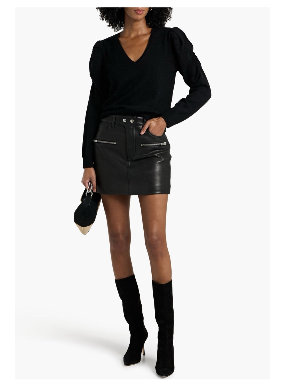 FRAME Frankie Cashmere/Wool Blend Ruched Sweater (Size: M) - Picture 2 of 6